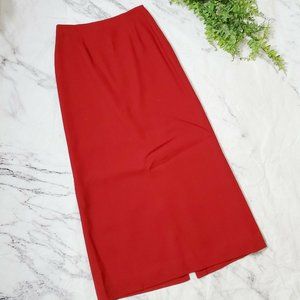 Vintage 1990s Jones Wear Red 100% Wool Maxi Skirt